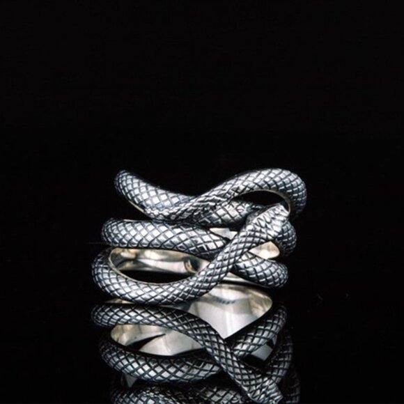 💞Trendy Multi Layer Snake Vintage Carved Silver Fashion Ring forWomenUNVN12123 - Picture 5 of 6